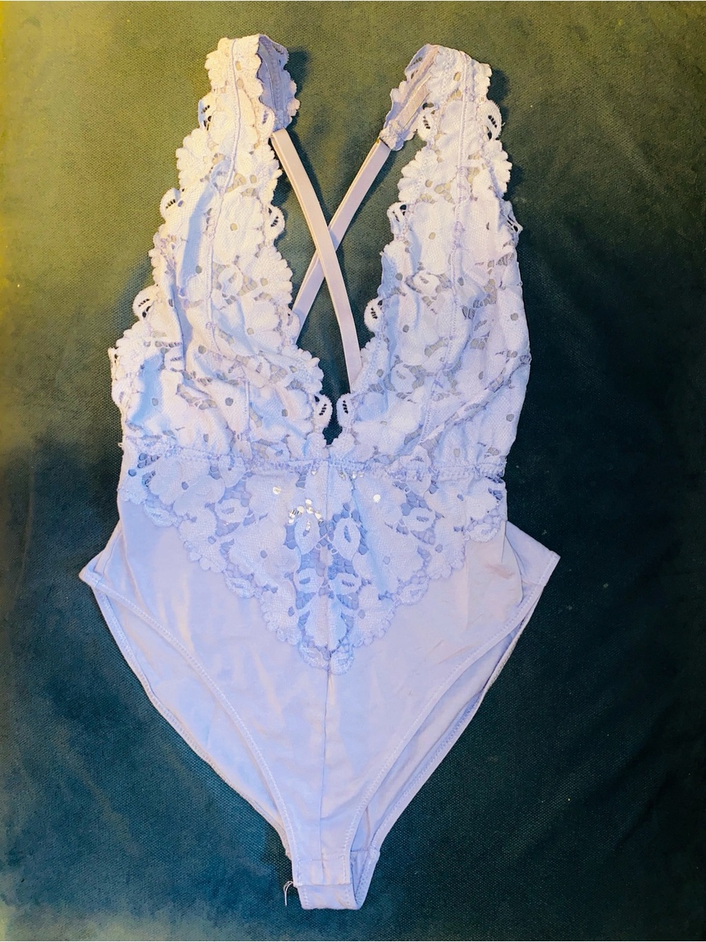 Lace One-Piece Bodysuit in Light Lavender/Periwinkle